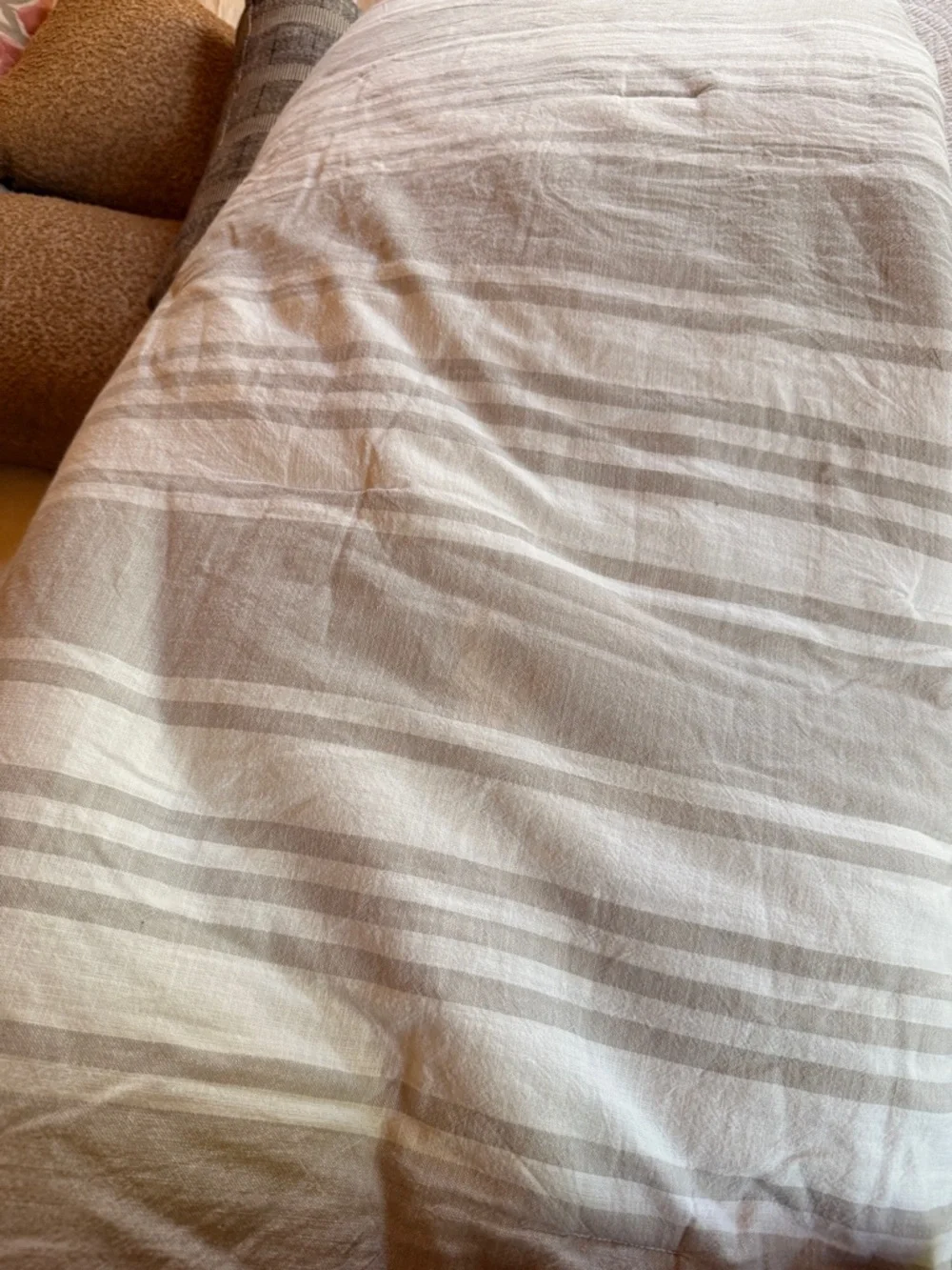 Threshold Striped Duvet Cover in Taupe and White
